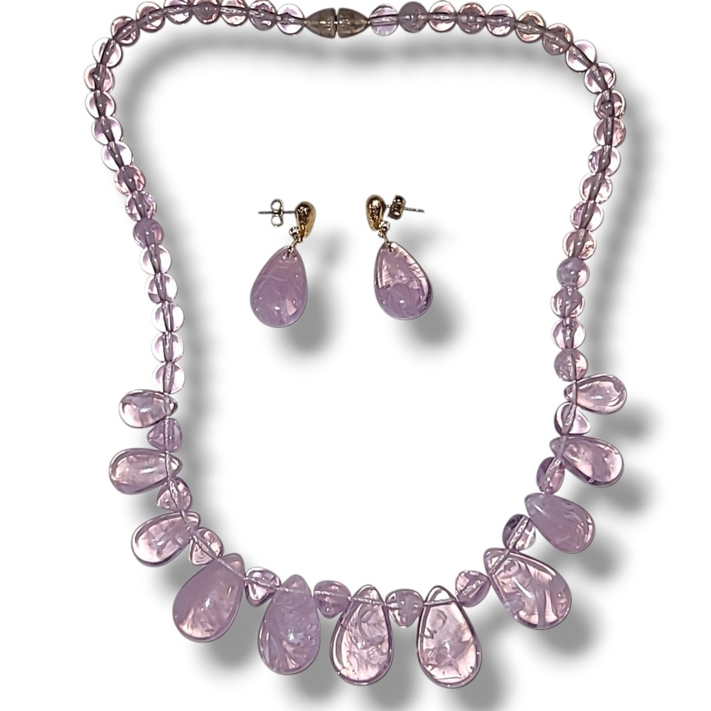 Vintage Avon Lavender Soft Sophistication Necklace Earring‎ Set Purple